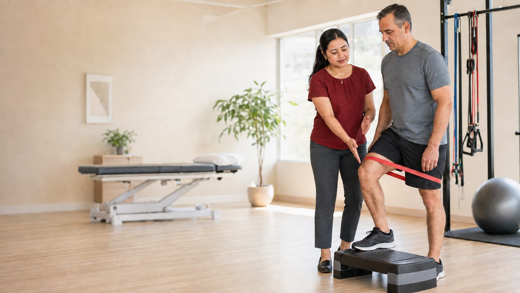 Guided exercise rehabilitation session